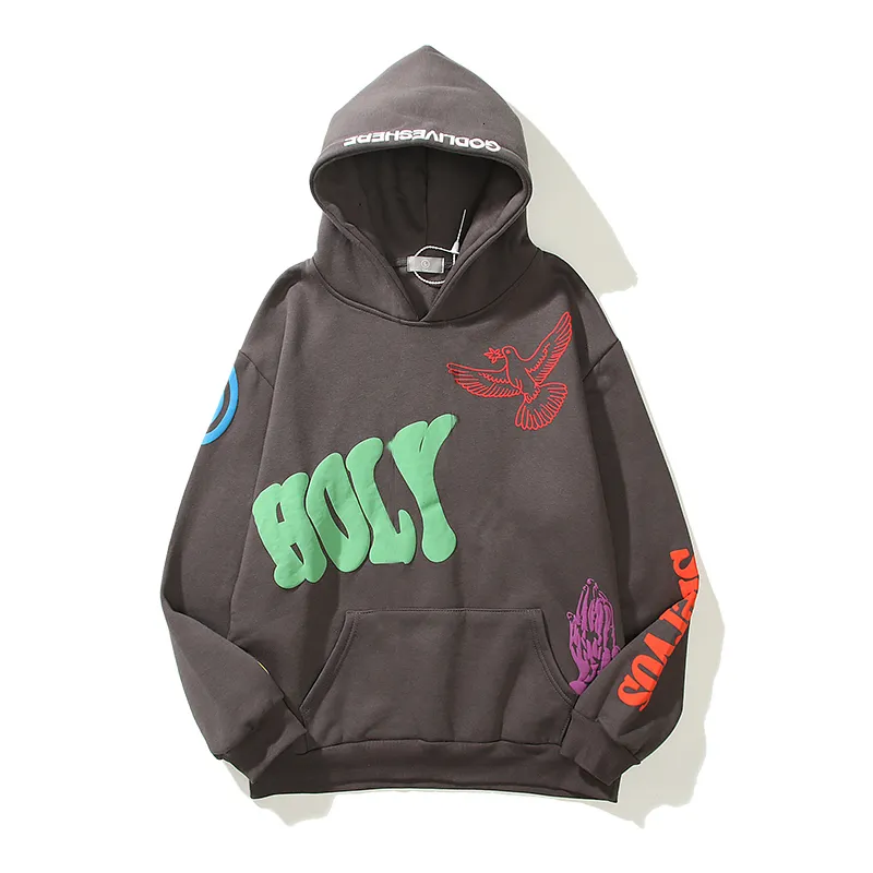 Herrtr￶jor tr￶jor baggy m￤n urban streetwear pullovers jesus ￤r kung tryck pullover hoodie plus sammet hip hop bieber 221124