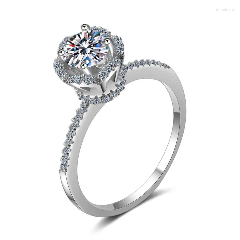 خواتم الكتلة مرت اختبار الماس 0.8CT Moissanite Crown Ring 925 Sterling Silver Women Engagement الذكرى السنوية