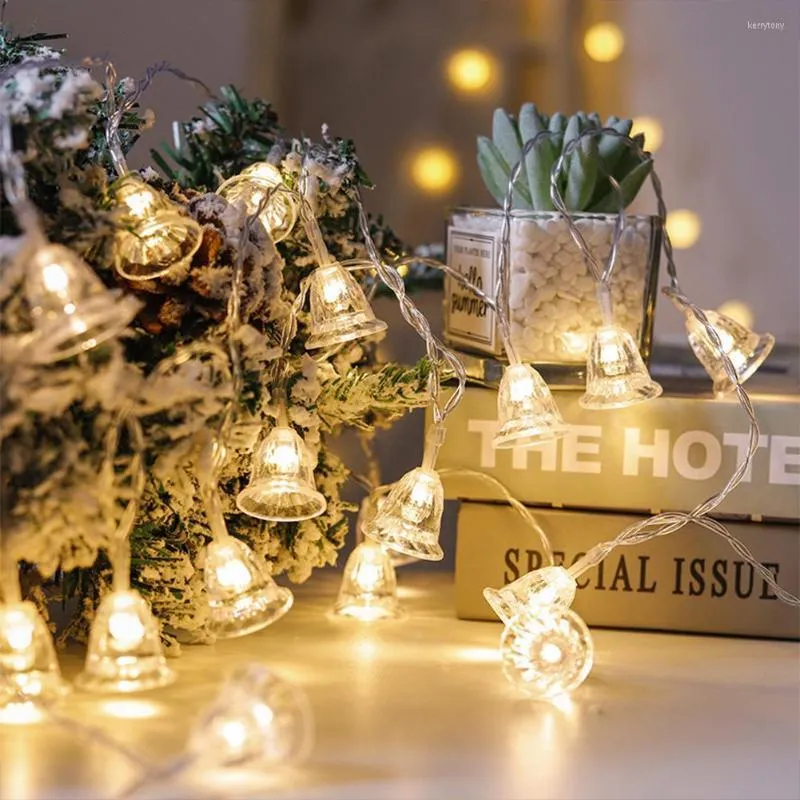 Strängar julbelysning Crystal Bells String Light Battery Powered Fairy Inomhus utomhus Ornament Xmas Navidad År