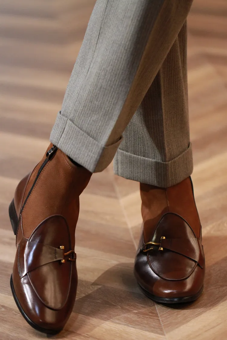 Herenlaarzen Britse loafers stijl hoge slip op heren chelse laarsjes schoenen