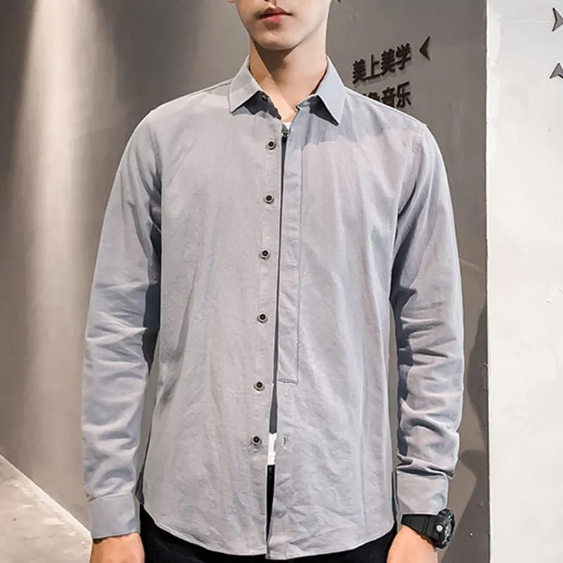 Men's Casual Shirts Men's Solid Long-sleeved Cotton Shirt Classic Lapel Design Office Banking Business Workwear High-quality Clothing