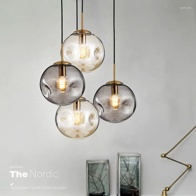 Pendant Lamps Nordic Loft Creative Glass Light Art Vintage Irregular Bedroom Bedside Bar Cafe Led Fixtures