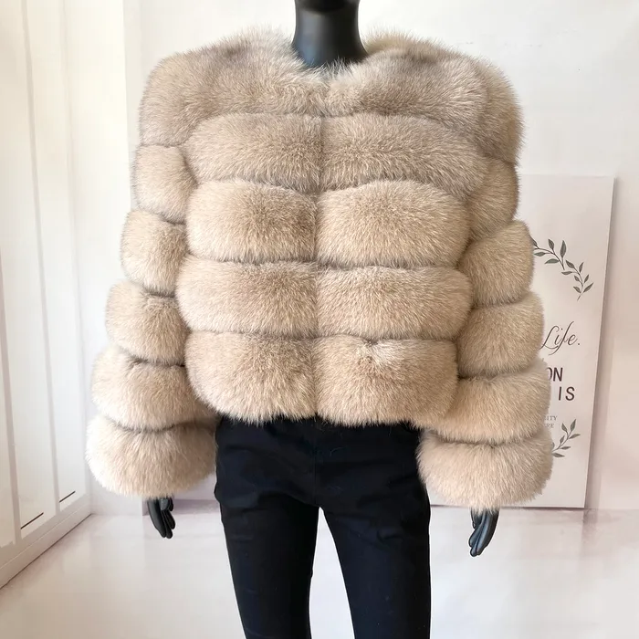 Women's Fur Faux Real Coat Women Winter Fashion Fluffy Natural 60cm Long Sleeve Luxury Warm Jacket Wholesale Seller 221124