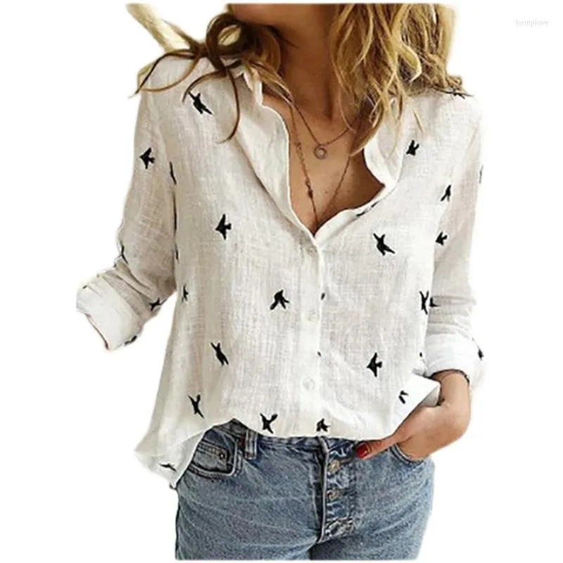 Women's T Shirts Long Sleeve White Shirt Tight Buttons Tee Loose Cotton Lien Womens Top For Summer Ladies Office Wear Women Lapel Button