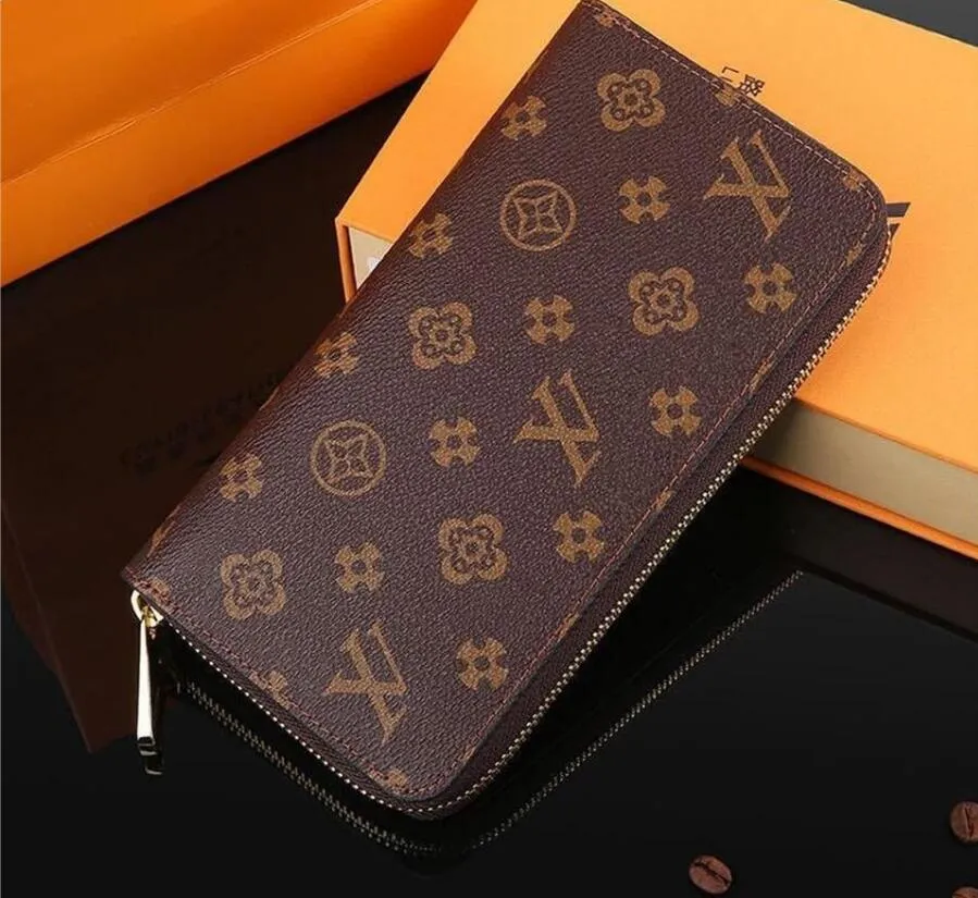 Wallet Luxury Coin Purse Embossed Zipper Clutch Wallets purses With Orange Box Card Dust Bag louiseitys lvs viutonitys 60017