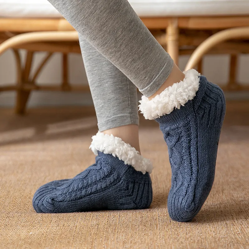 Socks Hosiery Woolen Winter Women Thicked Warm Home Bedroom Slippers Men Non-Slip Foot Warmer Snow Calcetines Mujer 221124