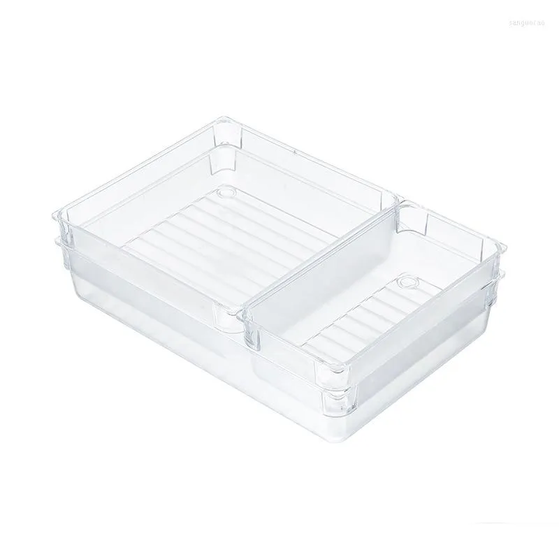 Lagringsflaskor 6x Clear Drawer Organizer Transparent Divider Desktop Tidy Box Bins Fall för redskap Cosmetic Groceries Tableware