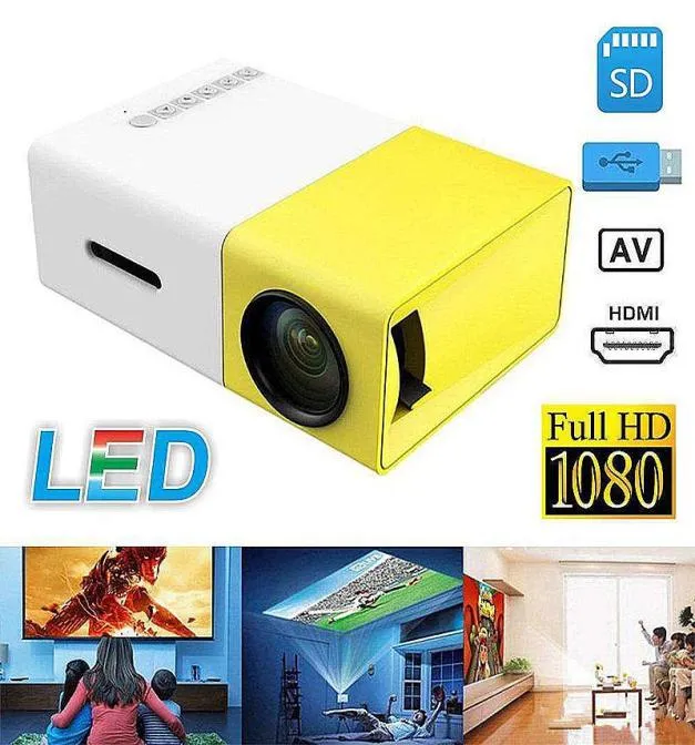 YG300 YG300 미니 LCD LED 프로젝터 400600LM 1080P 35mm 오디오 비디오 320 x 240 픽셀 홈 Proyector 3705503
