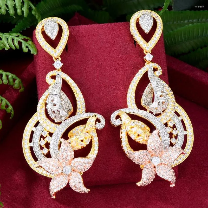 Dangle Earrings GODKI MAXI African Flowers For Women Wedding Party Cubic Zircon Dubai Bridal Earring Boucle D'oreille 2022