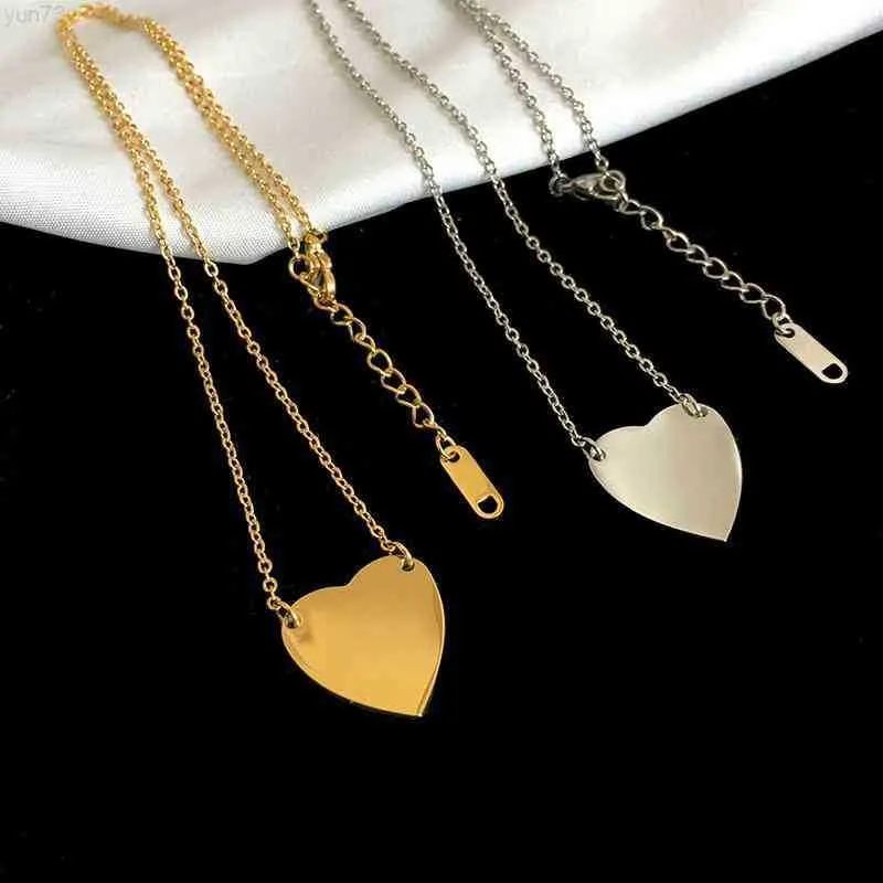 Ciondolo Collane Pendenti oro amore Collana moda argento placcato lettera cuore semplice Titanio San Valentino catena di gioielli da sposa