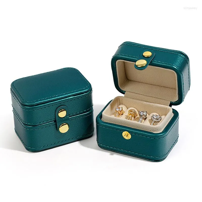 Jewelry Pouches Mini Snap PU Leather Box Organizer Fashion Velvet Ring Earring Pendant Storage Girl Women Portable Travel