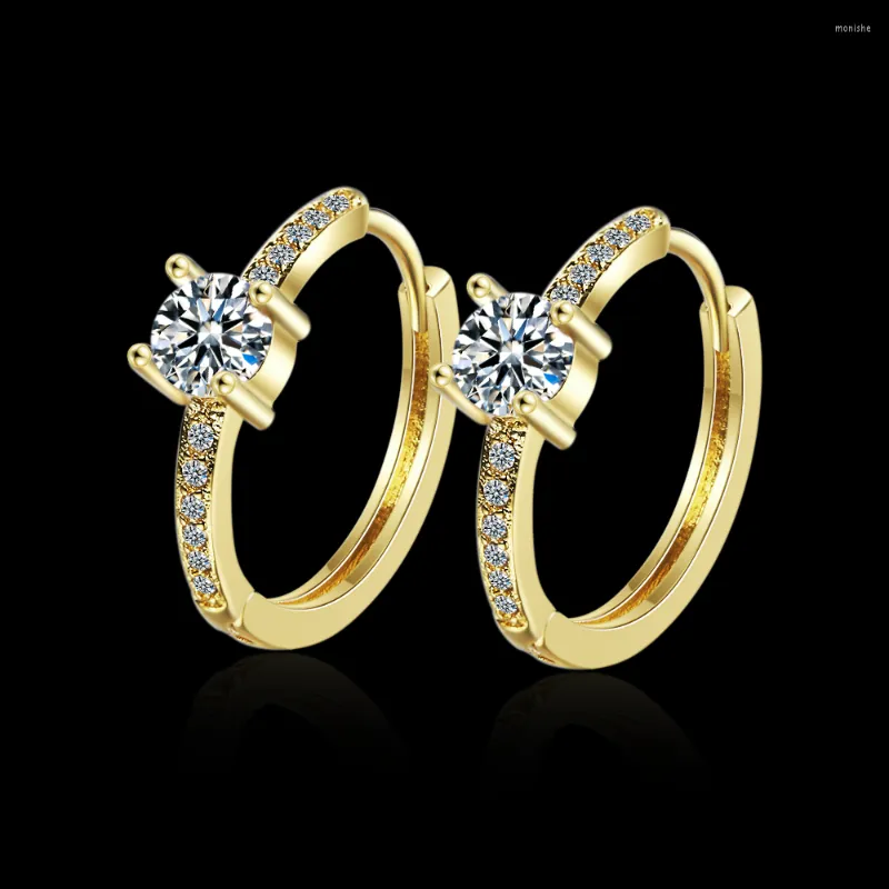 Hoop Earrings Fashionable 925 Sterling Silver Inlaid Zircon 18K Gold Ear Buckle Feminine Charm Jewelry Gift