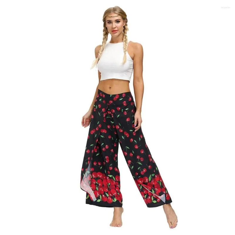 Calça feminina feminino feminino verão solto yoga calça de ioga macio baggy boho macacão