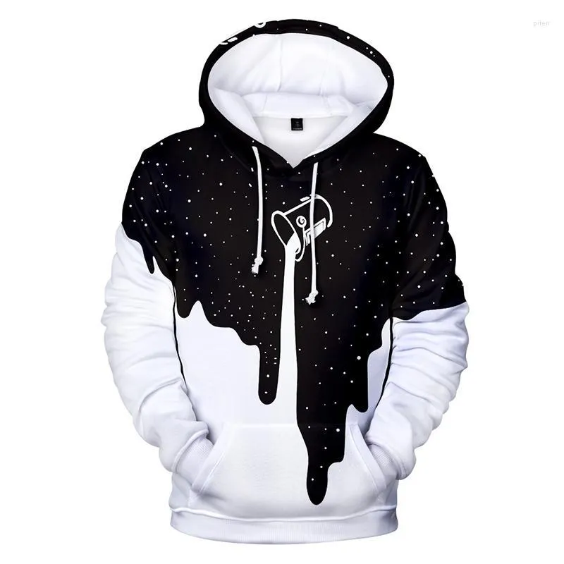 Sweats à capuche pour hommes 2022 Black Versing Milk Starry Paint Bucket Sweat à capuche pour homme 3D Tie Dyed Imprimé Plus Size Hooded Bluzy Dla Par Sweat-shirt en coton