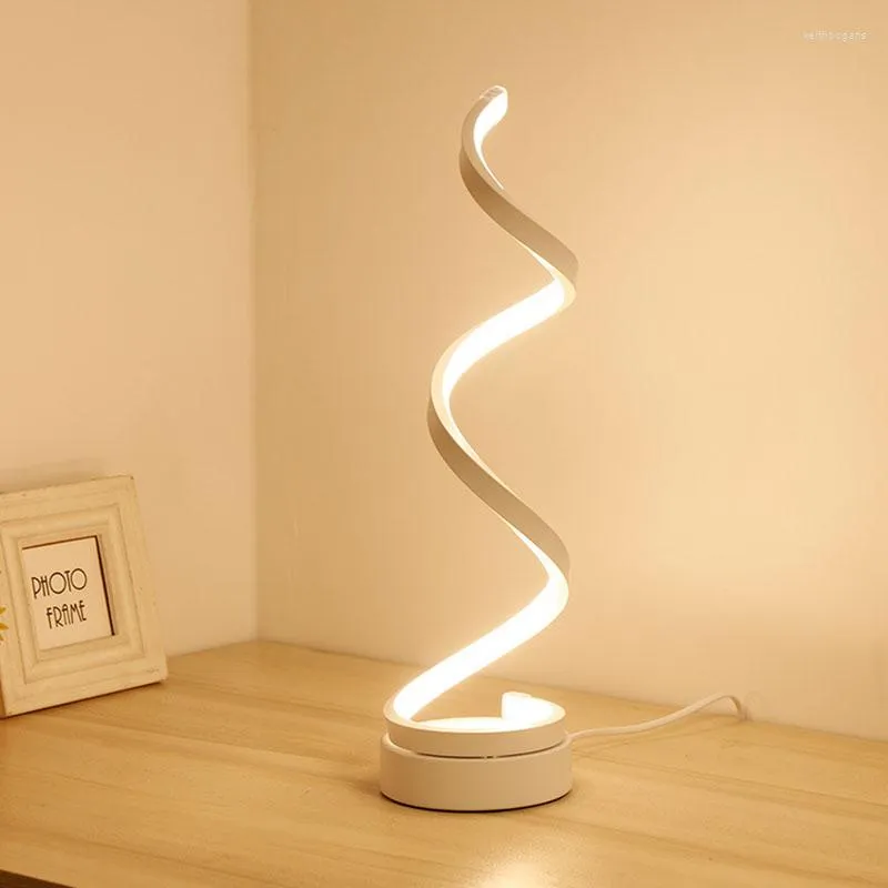 Lampade da tavolo Lampada curva moderna e minimalista Lampada da lettura per la protezione degli occhi a LED creativa da comodino per camera da letto semplice per la casa