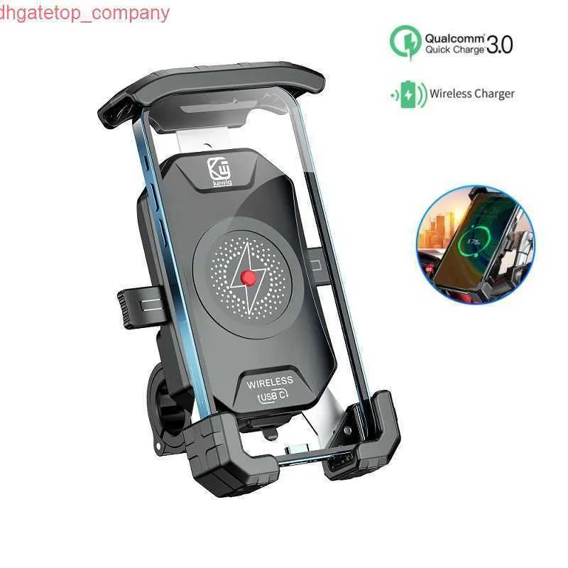 Soporte para teléfono de motocicleta para coche, soporte para teléfono móvil, cargadores inalámbricos, soporte para teléfono con cargador QC3.0