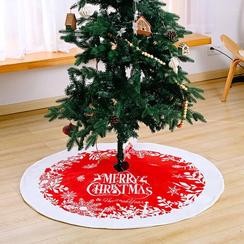 Adornos navideños Faldas para árboles Falda roja Decoración inferior Alfombra con renos