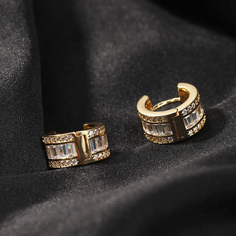 Hip Hop Hoop Earrings Ear Cuff TopBling CZ Zircon... From Hyfjewelry ...