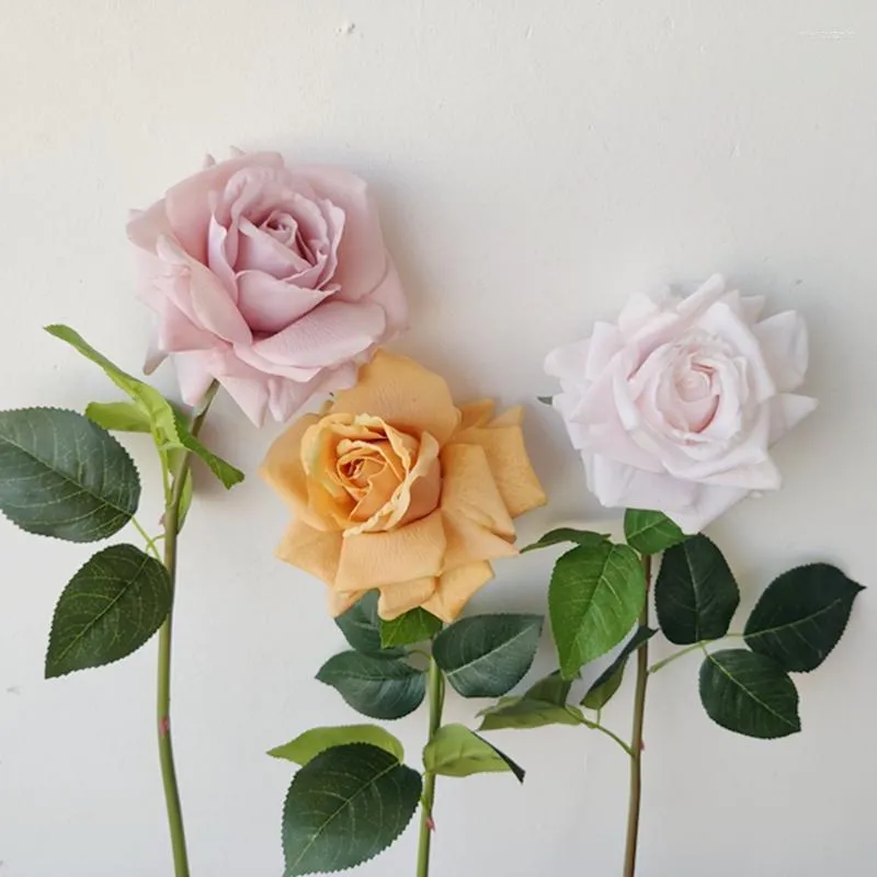 Decorative Flowers Pink Rose Art Window Design Shooting Props Comparable To Real Artificial Dried Flower Wedding Decoration Home Decor For