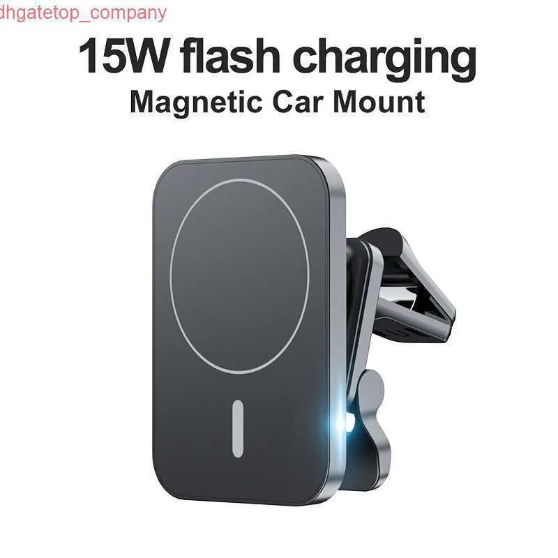 Автомобиль 15 Вт быстрая Qi Magnetic Wireless Charger Car Air Вентиляционное вентиляционное отверстие Совместимо с магнитным корпусом для iPhone 12 13 Pro Max