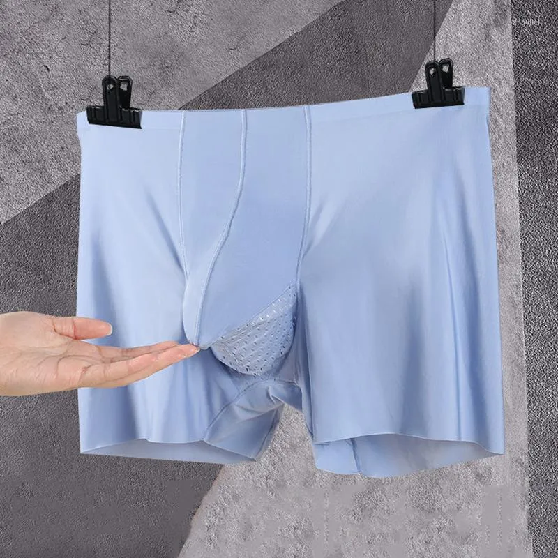 Unterhosen Große Größe Männer Unterwäsche Sexy Eis Seide U Convex Sac Schnell Trocknende Nahtlose Boxer Hohe Elastische Mittlere Taille Atmungsaktive Höschen B54