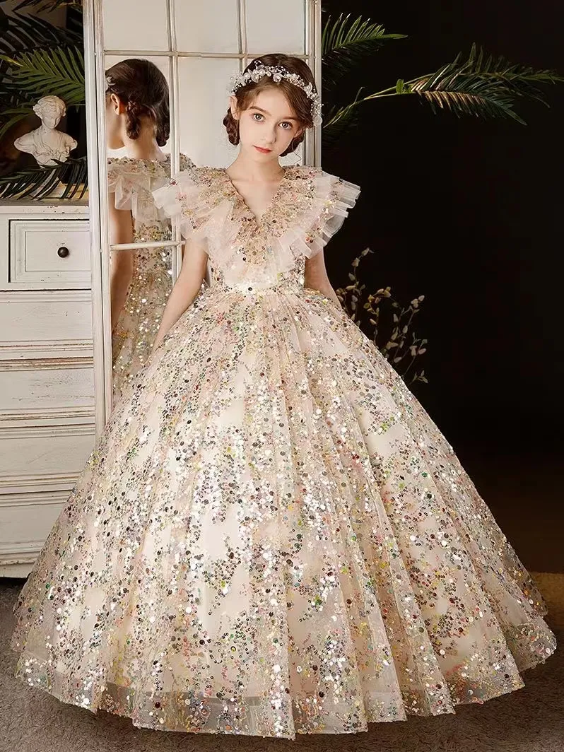 Gold Crystal Gold Flower Dress With Beaded Ball Gown For Pageants Birthdays And Special Occasions 2023 Collection From Weddingpromgirl 118.27 DHgate.Com