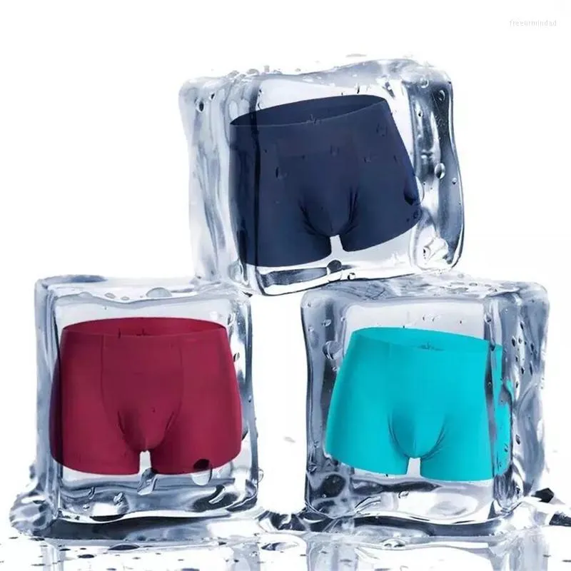 Sous-vêtements de luxe sexy hommes boxeurs couleur unie glace soie sans couture doux mince mâle sous-vêtements homme homme cueca L-3XL