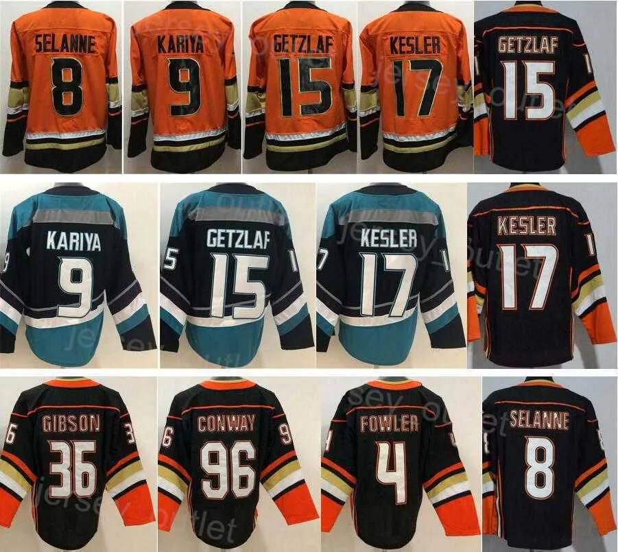 Männer Reverse Retro Hockey''nHl''15 Ryan Getzlaf Trikot 17 Ryan Kesler 4 Cam Fowler 36 John Gibson 8 Teemu Selanne 9 Paul Kariya 96 Charlie