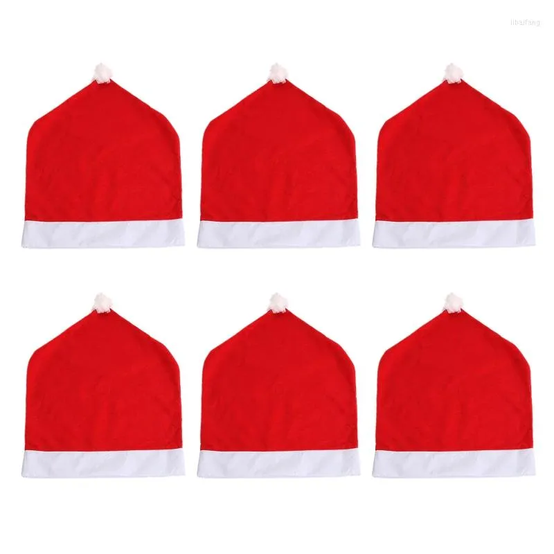 Coperture per sedia da 6 pezzi cappello rosso non tessuto per la sala da pranzo di natale per la casa