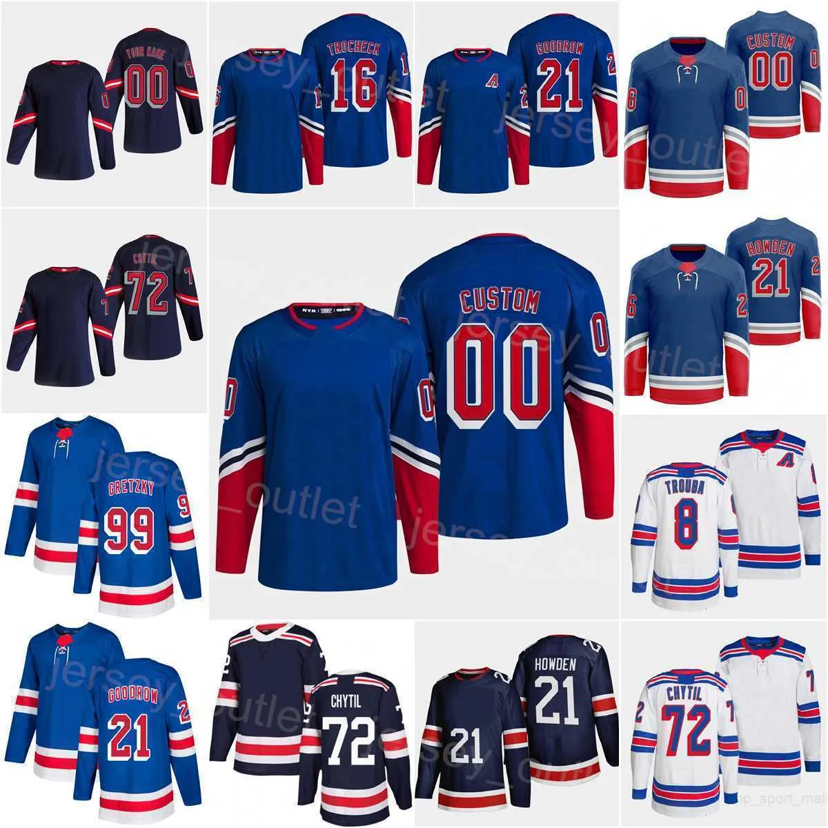 男の女性青少年ホッケー ''nhl'' reverse retro 16 Vincent Trocheck Jersey 8 Jacob Trouba 21 Barclay Goodrow 72 Filip Chytil 79 Kandre Miller 29