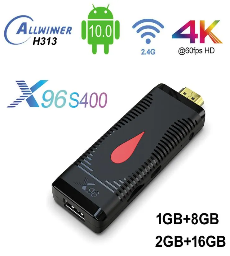 Android 100 Smart TV Stick 2GB 16GB X96 S400 Allwinner H313 Quad RORE RTL8189 24G WiFi 1080p Android10 TV Dongle Home Movie7792829
