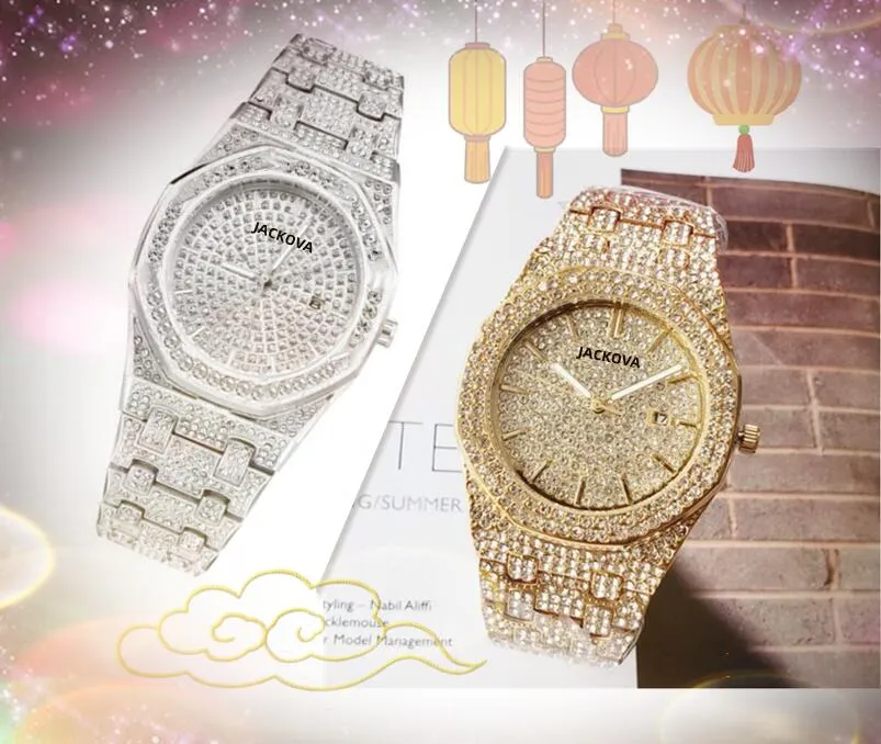 Célèbre montre de style designer classique Luxe Mode Cristal Diamants Hommes Montres 42mm Grand cadran japon mouvement à quartz montre-bracelet prix de gros