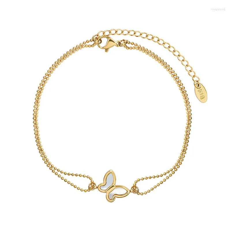 Anklets europeiska och amerikanska mode Simple Butterfly Ladies Foot Ornaments rostfritt st￥l pl￤terat 18K guld smyckekedja
