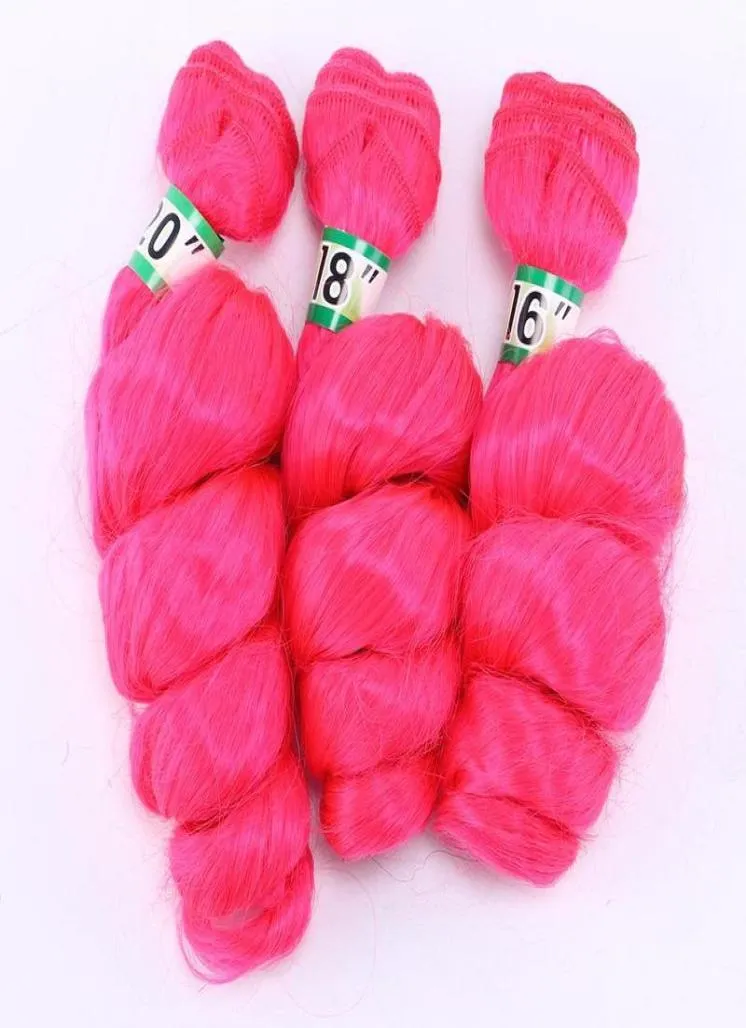 3 pcslotルーズウェーブヘア織りピンクの髪織り16quot20quot耐熱性合成ヘアエクステンションバンドル70gpcs 220218667234