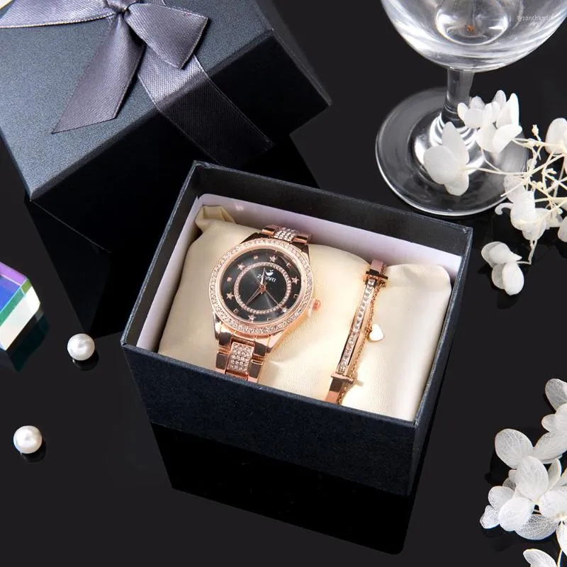 Relojes de pulsera 2 uds Zonmfei marca mujer reloj pulsera collar conjunto joyería femenina moda brazalete de lujo para regalo de San Valentín
