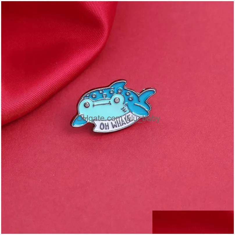 Pins broches cartoon persoonlijkheid oceaan dierenbroche kawaii smile walvis verf email revers pins lettter legering broches voor vrouwen d dhlts