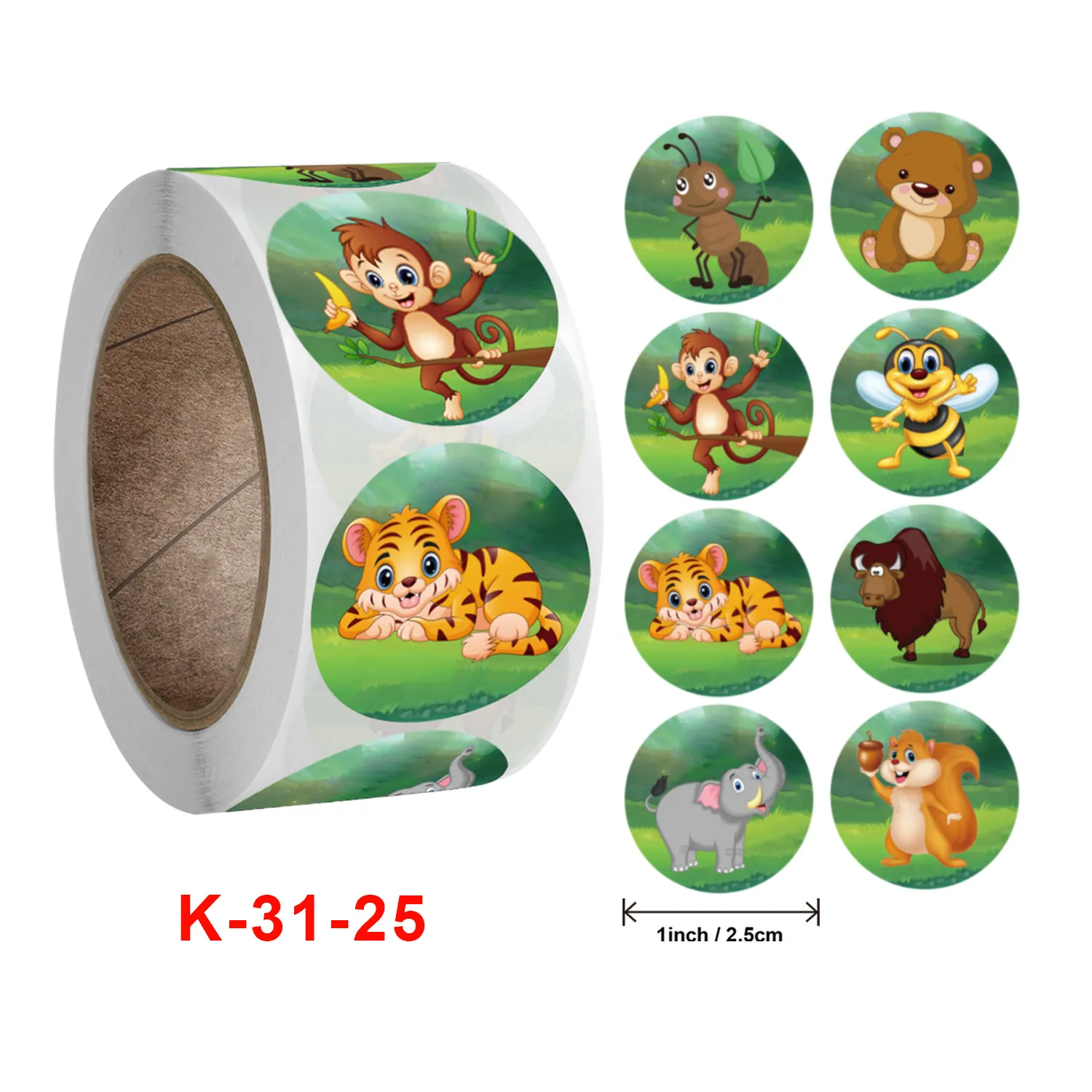 Autocollants de dessin animé d'animaux mignons, autocollants de jouets classiques pour enfants, autocollant de récompense pour enseignant, 8 modèles, motif tigre