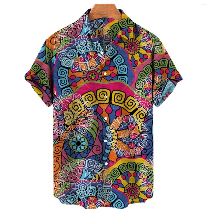 القمصان غير الرسمية للرجال 2022 قميص أزياء هاواي للرجال 3D نمط طباعة قصير الأكمام لقضاء عطلة شاطئية فضفاضة