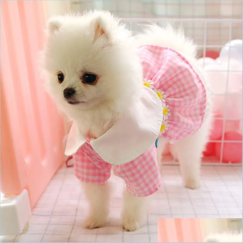 Dog Apparel Pet Dress Schnauzer Dog Apparel Teddy Small Spring Summer Pomeranian Chihuahua Bichon Puppy Clothes Cute Flower Ladybug Dhe7N