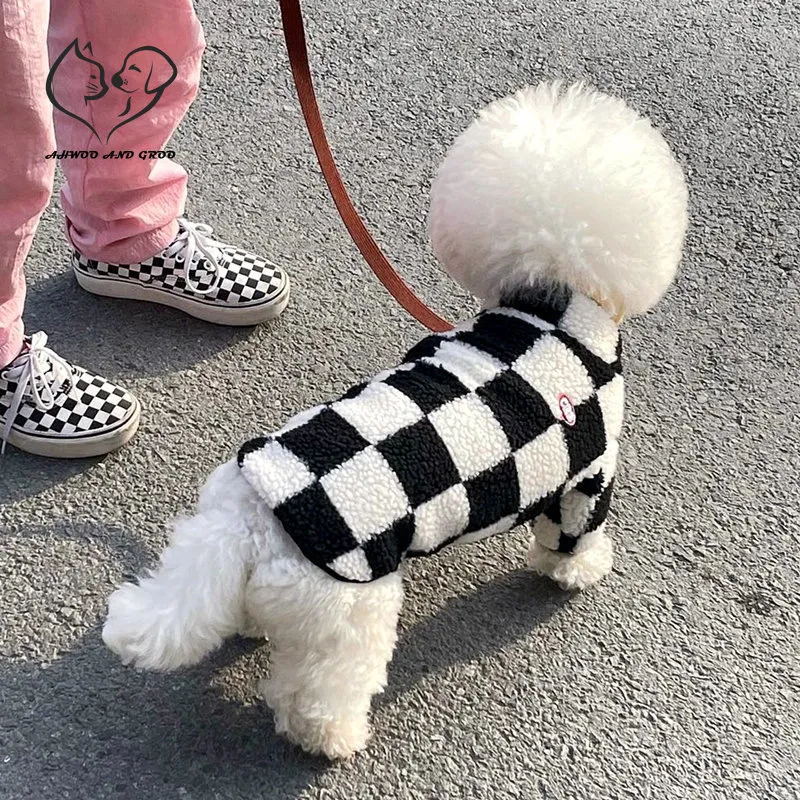 Vêtements pour chiens chaud damier vêtements pour animaux de compagnie automne hiver chat veste mode Schnauzer Teddy Corgi vêtements fournitures accessoires 221128