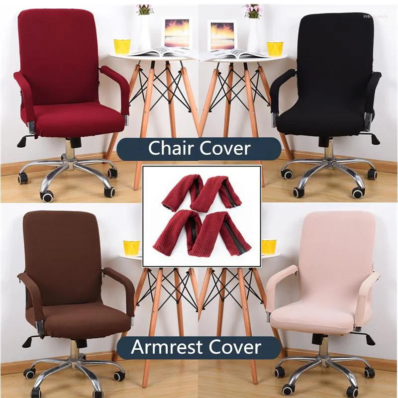 Chair Covers Knitted Computer Office Cover Dining Living Room Swivel Seat Thickened Fabric Cushion Slipcover With Armrest