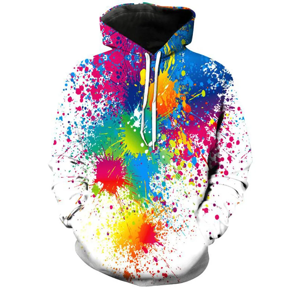 Sweats à capuche pour hommes Sweats 3D Hommes Splatter Coloré Peinture Taches Imprimer Sweat Streetwear Pulls Tops Plus La Taille 221124