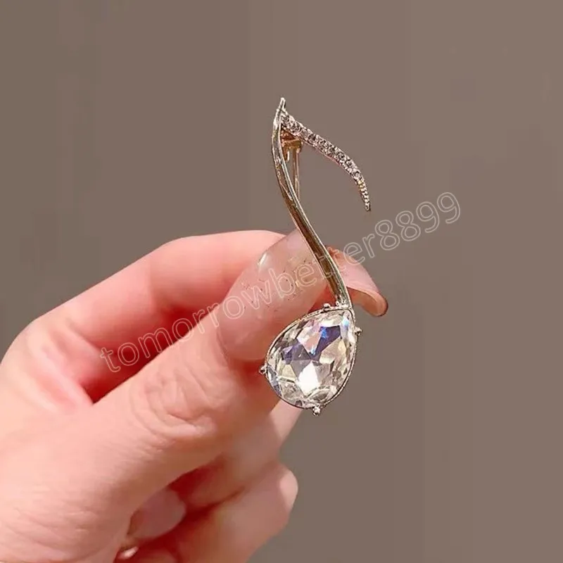 Müzik Notu Kadınlar İçin Brooch Düğün Giyim Aksesuarları Takı UNISEX RHINESTONE BROOCH PINS YALA Noel Hediyeleri