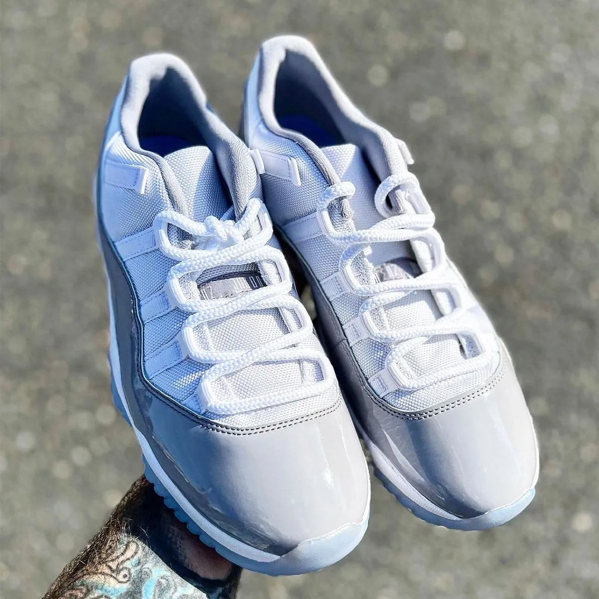 Original Cement Grey Patent Leather Low Top Sports Grey Sneakers