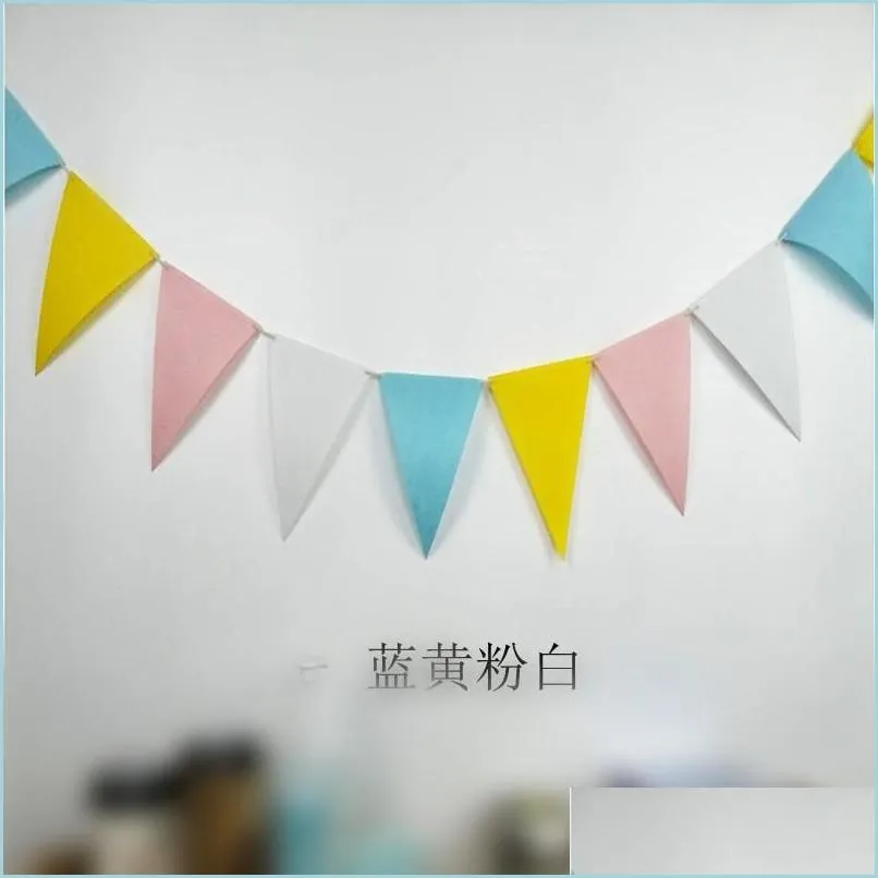 Decorative Objects Figurines Party Decorations Flag Pling Non Woven Fabric Triangle Colorf Birthday Banner Kids Room Pennant Flags Dhp6K