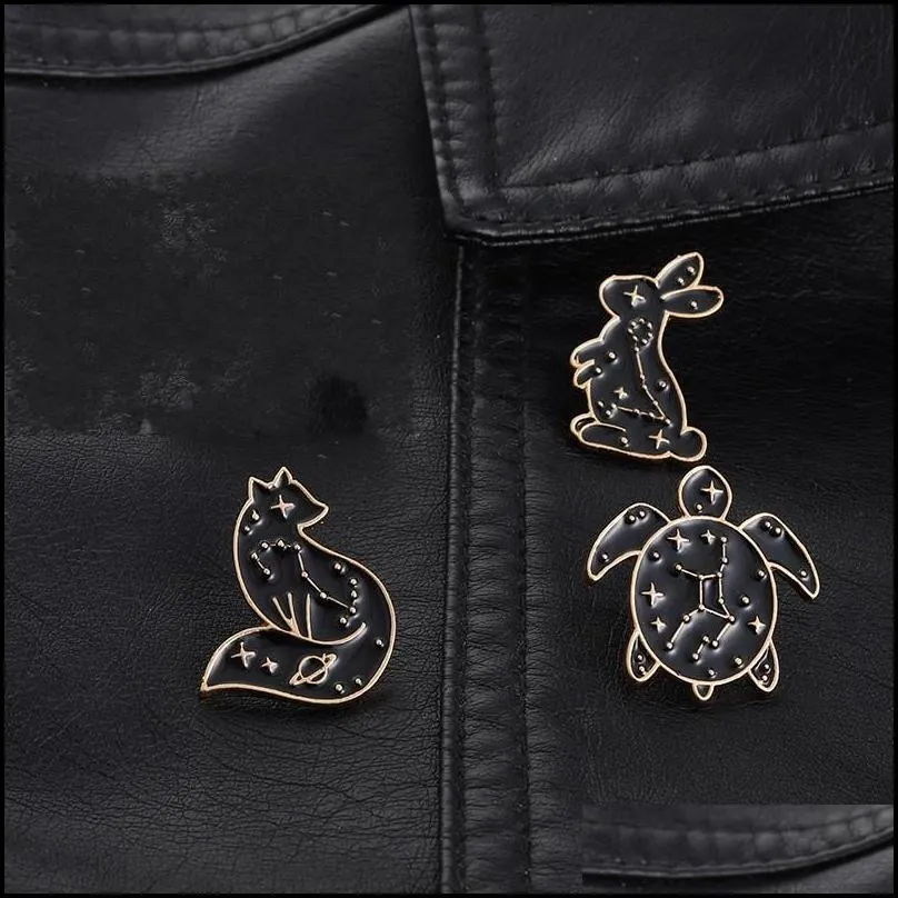 brooches punk style animal black color turtle rabbit enamel brooch pin for women fashion dress coat shirt demin metal funny brooch pins badges promotion gift 1458