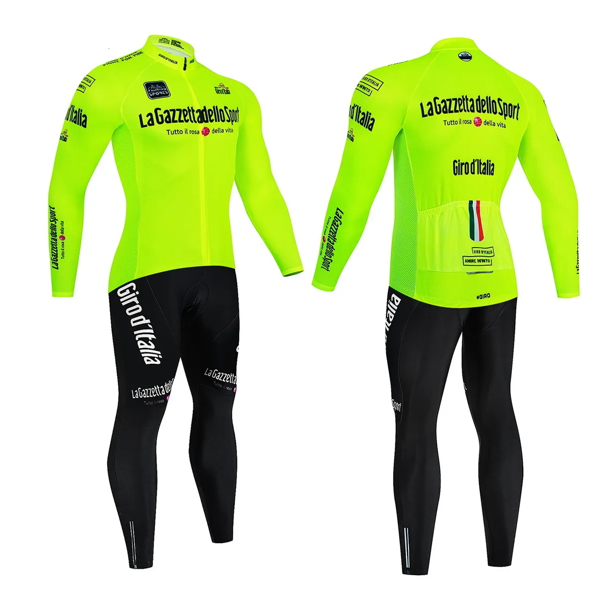Set Completo Da Ciclismo Invernale Uomo – Maglia E Pantaloni Termici Antivento In Pile Con Fondello Imbottito