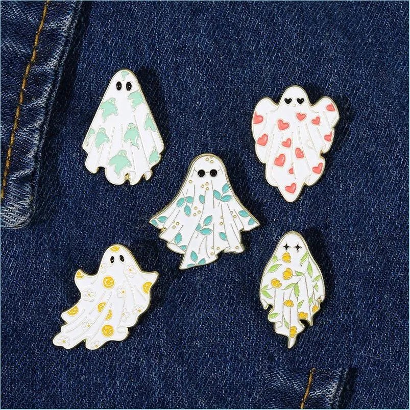 Pinos broches pinos de esmalte fantasma broches flor punk halloween engra￧ado badges de metal fofinho personalizado lapel mulheres crian￧as presentes g￳ticos dhgarden dho0d