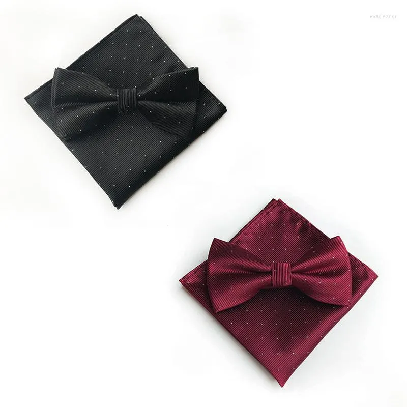 Bow Ties Silk Bowtie Chusterze Sets for Mens Wedding Srebrne kropki z drukowaniem zestawu