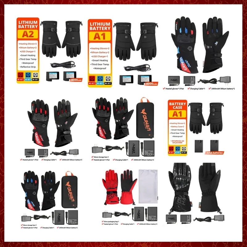 ST756 Guanti di riscaldamento motociclistico Potenza Potenza inverno guanti riscaldati impermeabili Moto Guida Terma